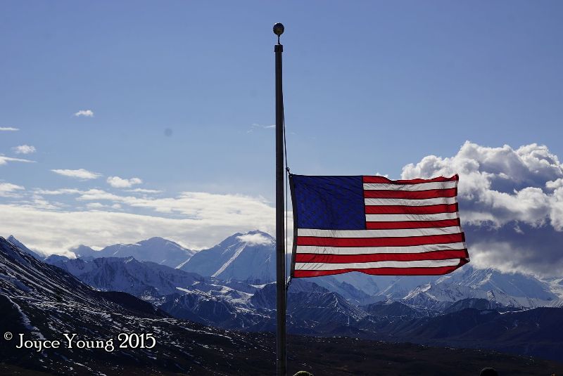 September 11, Eielson Visitor Center. Half-staff in remembrance.